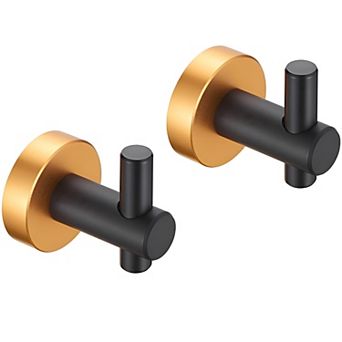 Round Base Wall Hanging Hook with Screws- Brushed Gold Hook, 2 Pack, for Entry Shoe Cabinet