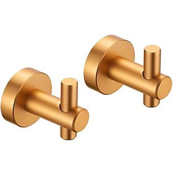 Round Base Wall Hanging Hook with Screws- Brushed Gold Hook, 2 Pack, for Entry Shoe Cabinet