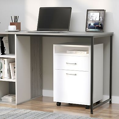 Modern Home and Office File Storage Cabinet with One Shelf and Two Drawers-White