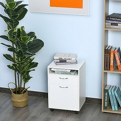Modern Home and Office File Storage Cabinet with One Shelf and Two Drawers-White