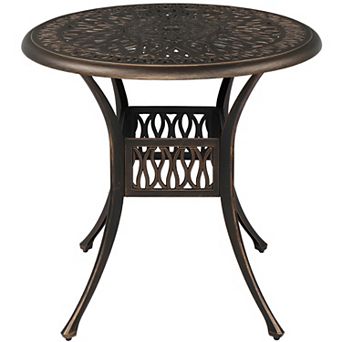 Round Top Courtyard Cast Aluminum Table - Bronze