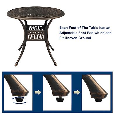 Round Top Courtyard Cast Aluminum Table - Bronze