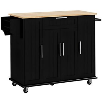 Modern Style Kitchen Storage Cabinet with Five Caster Wheels and Two Brakes-White