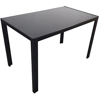 Simple Assembled Tempered Glass & Iron Dinner Table Black