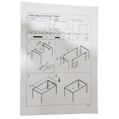 Simple Assembled Tempered Glass & Iron Dinner Table Black