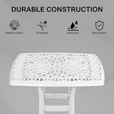 Outdoor Cast Aluminum Square Table, End Table Side Table For Paio Backyard Pool