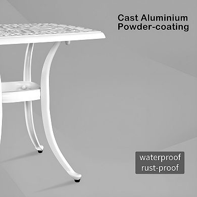 Outdoor Cast Aluminum Square Table, End Table Side Table For Paio Backyard Pool