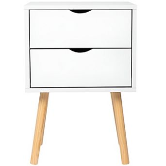 Simple And Modern Bedside Table Cabinet with Two Drawers-White