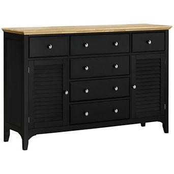 Large Capicity Storage Cabinets with Two Door Cabinates and Six Drawers-Black