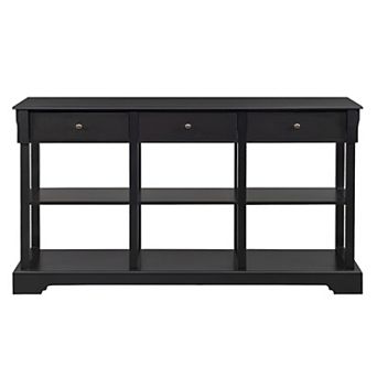 Durable Console Table with Three Drawers, Two-Layer Shelf