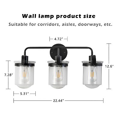 Modern Sconces Set Of 3 with Clear Glass Shade for Bedroom