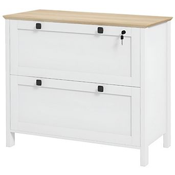 Modern File Storage Cabinets with Lock Facility and Two Keys, White and Oak Color
