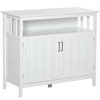 Versatile Kitchen Cabinet with Open Shelf and Two Cabinets-White