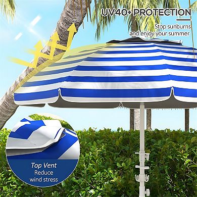 Outdoor Beach Umbrella - Large, UV-Resistant Canopy with Adjustable Tilt and Wind-Resistant