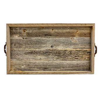 Rustic Farmhouse Large Decorative 24.5 in x 13 in Reclaimed Wood Breakfast Platter Tray