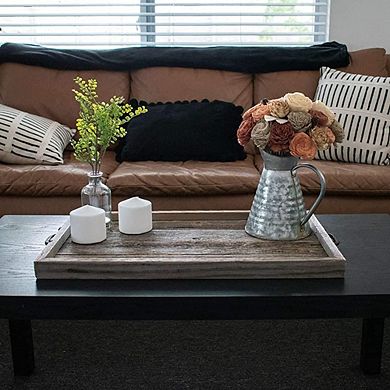 Rustic Farmhouse Large Decorative 24.5 in. x 13 in. Reclaimed Wood Breakfast Platter Tray