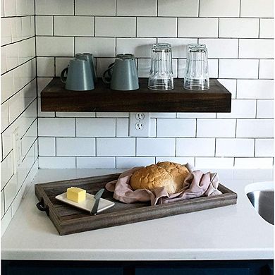 Rustic Farmhouse Large Decorative 24.5 in. x 13 in. Reclaimed Wood Breakfast Platter Tray
