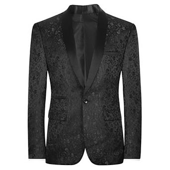 Mens Floral Jacquard Dress Suit Jacket 1 Button Print Tux Blazer