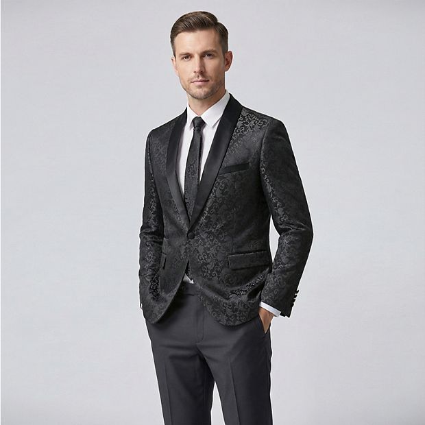 princess polly baby blue dress Mens Floral Jacquard Dress Suit Jacket 1 Button Print Tux Blazer