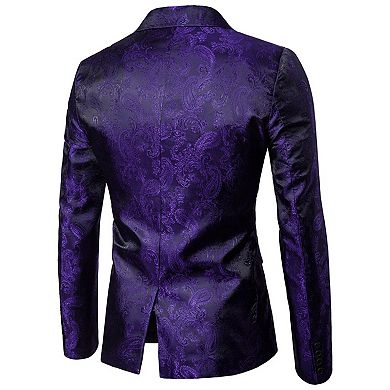 Mens 2 Pc Paisley Dress Suit One Button Blazer Pants Sets