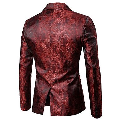Mens 2 Pc Paisley Dress Suit One Button Blazer Pants Sets