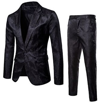 Mens 2 pc Paisley Dress Suit One Button Blazer Pants Sets