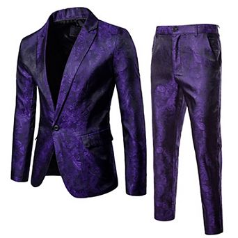 Mens 2 pc Paisley Dress Suit One Button Blazer Pants Sets