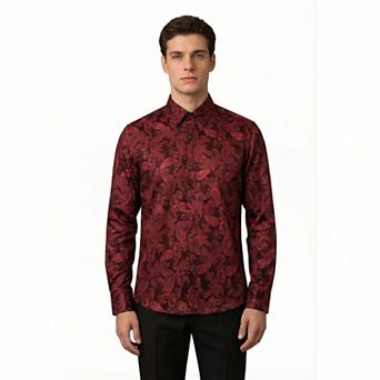 Mens Paisley Shirt Slim Fit Button Down Dress Shirt