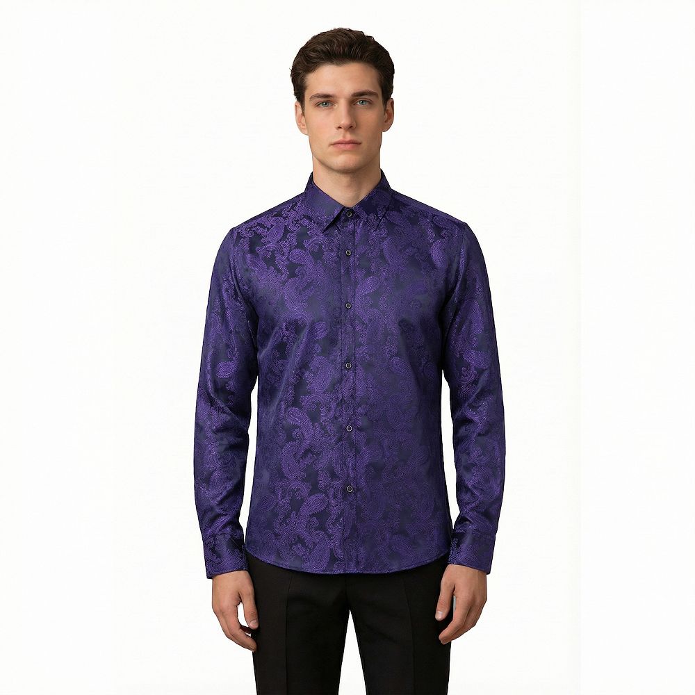 paisley print dress shirt Men's White Paisley Shirt