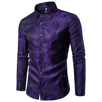 Mens Paisley Shirt Slim Fit Button Down Dress Shirt