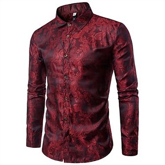 Mens Paisley Shirt Slim Fit Button Down Dress Shirt