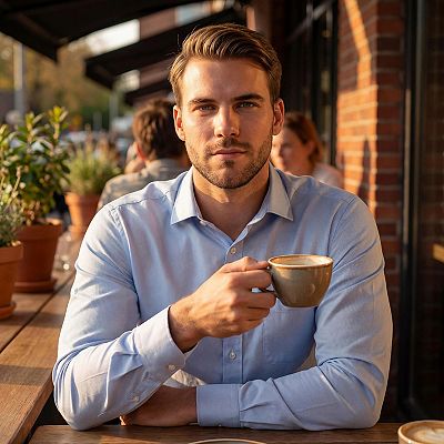 Men's Stripe Shirt Slim Fit Button Down Dress Shirt