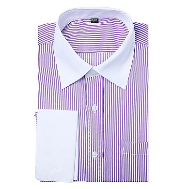Men's Stripe Shirt Slim Fit Button Down Dress Shirt