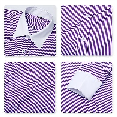 Men's Stripe Shirt Slim Fit Button Down Dress Shirt