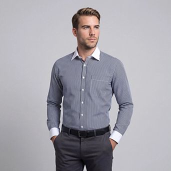 Men's Stripe Shirt Slim Fit Button Down Dress Shirt