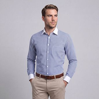 Men's Stripe Shirt Slim Fit Button Down Dress Shirt