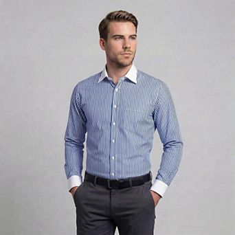 Men's Stripe Shirt Slim Fit Button Down Dress Shirt