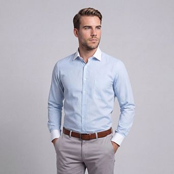 Men's Stripe Shirt Slim Fit Button Down Dress Shirt