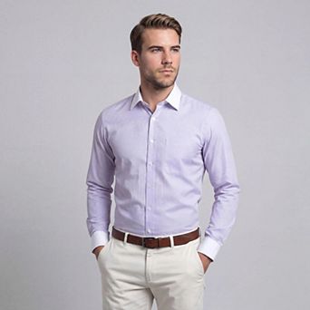 Men's Stripe Shirt Slim Fit Button Down Dress Shirt