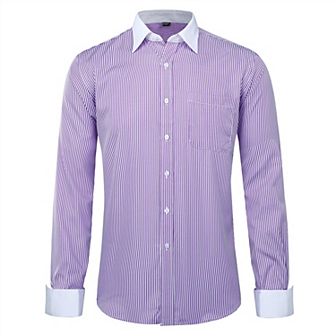 Men's Stripe Shirt Slim Fit Button Down Dress Shirt
