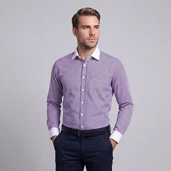 Men's Stripe Shirt Slim Fit Button Down Dress Shirt