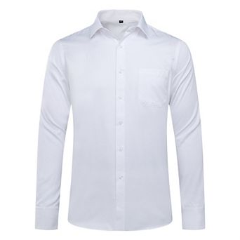 Men's Stripe Shirt Slim Fit Button Down Dress Shirt
