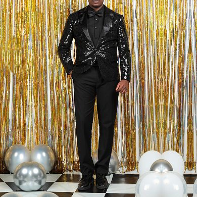 Mens One Button Sequin Dress Suit Jacket Party Festival Tuxedo