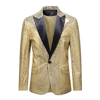 Mens One Button Sequin Dress Suit Jacket Party Festival Tuxedo