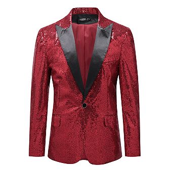 Mens One Button Sequin Dress Suit Jacket Party Festival Tuxedo