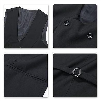 Men's Suit Vest U-neck Double Breasted Formal Slim Fit Waistcoat