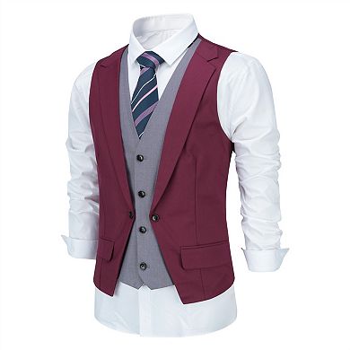 Men's Slim Fashion Vest Stitching Suit Collar Business Vest