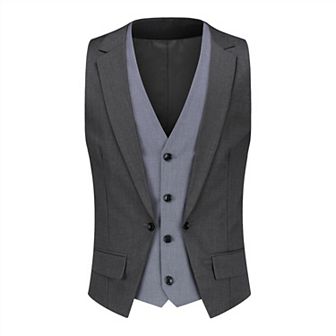 Men's Slim Fashion Vest Stitching Suit Collar Business Vest
