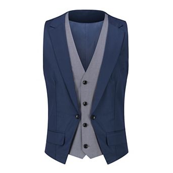 Men's Slim Fashion Vest Stitching Suit Collar Business Vest