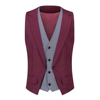 Men's Slim Fashion Vest Stitching Suit Collar Business Vest